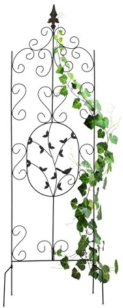 Relaxdays Tuteur à Plantes, métallique (Fer), Treillis au Design Vintage, à Planter, H x L : 122 x 34,5 cm, Noir