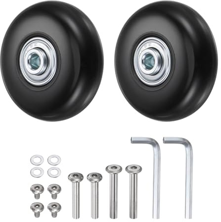 HiPicco - Roues de rechange pour valise, kit de réparation avec roulements pivotants en caoutchouc de 60x18 mm - inclut 2 roues avec roulements en PU, rondelles, clés et vis d’essieu pour chariot à
