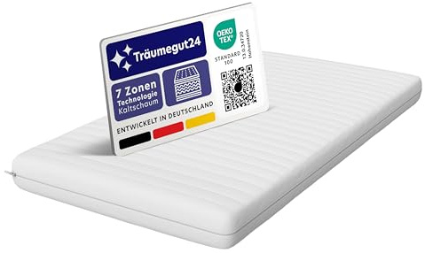 Träumegut24 - AquaFlex 7-Zonen Matratze | H3&H4 | Ergonomische Kaltschaummatratze | (90x200cm, H3&H4, 18cm)