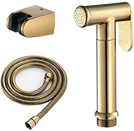 Handheld Bidet Faucet, Douche Kit Shower Bidet Sprayer Set, Toilet Shattaf Sprayer with Shower Hose And Shower Base, Brass,Gold (Color : Gold)
