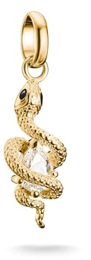THOMAS SABO Snake Charm with Stone Connect Gold Plated 18k Gold Plated Recycled 925 Silver Cold Enamel