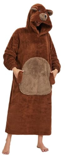 Xinlong Hoodie Decke zum Anziehen Oversize Damen mit Ärmeln und Kapuze Panda Deckenpullover Unisex Tragbare Decken Tiere Ärmeldecke