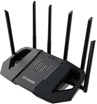 ASUS Router TUF Gaming BE6500 WiFi 7 - Doble banda, inalámbrico de hasta 6,5 Gbps, acelerador de juego, control multienlace (MLO), (x4) puertos de 2,5 GbE, compatible con Mesh + VPN y seguridad de red
