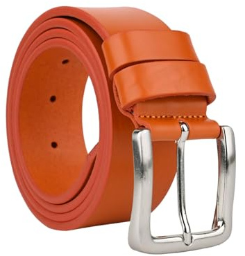 Conte Massimo Herren Gürtel aus Echtem Leder, Unikat, Made in Italy, Nickelfreie Schnalle, kürzbar, 4 cm breit, mit Geschenkbox