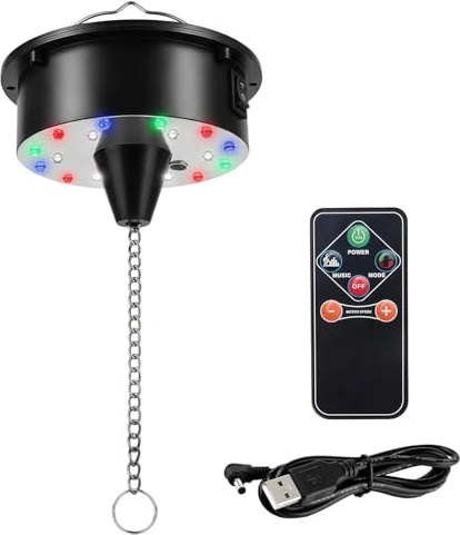 Zenselect Discokugel Motor, Spiegelkugel Drehmotor mit und 18 LED-Perlen, Multi-Modus Leiser Antriebsmotor mit Fernbedienung für Disco-Lichteffekte