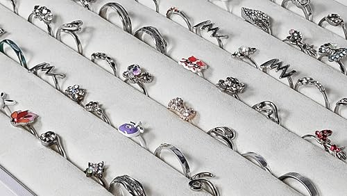 Schmuckkasten Schmucklade Schaukasten Schmuckdisplay mit Glasdeckel für Ringe weiss