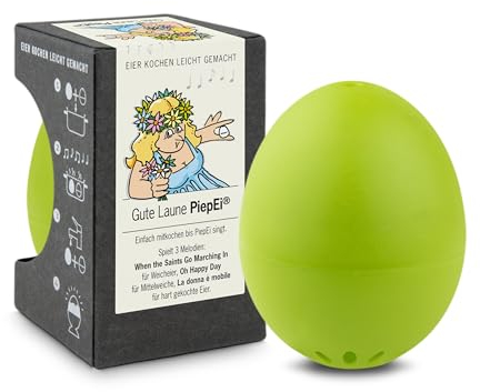 Gute Laune PiepEi Hellgrün - Singende Eieruhr zum Mitkochen - Eierkocher für 3 Härtegrade - Gute Laune Geschenk - Lustiges Kochei - Musik Eggtimer - Brainstream