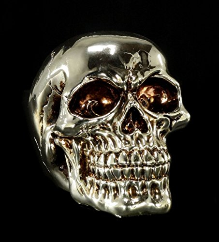 Totenkopf Deko Figur - Silberfarben glänzend
