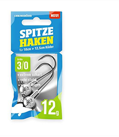Lieblingsköder Jigköpfe Jighaken Jig Größe 12g, 2 Stück, Ideal für 10cm + 12,5cm Lieblingsköder, Hakengröße 3/0, Erhältlich in: 6g, 8g, 10g, 12g, 14g, 16g, 18g, 20g