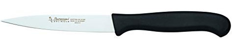 Burgvogel, Piccolo coltello per lardellare affilato Solingen, inossidabile, 10 cm, acciaio inossidabile, lavabile in lavastoviglie, nero, serie coltelli per la casa