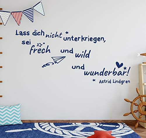 tjapalo® db-tk43 Wandtattoo Kinderzimmer Jungenzimmer Zitat Astrid Lindgren Wandsticker Lass dich nicht unterkriegen, Größe: B58xH27cm, Farbe: Farbwunsch nach Kauf über Amazon senden