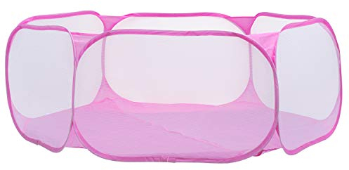 KEESIN Kleintierkäfig, Kleintierlaufstall, atmungsaktives Haustiergehege, geeignet als Hamsterkäfig, Kaninchenkäfig und andere Kleintierkäfige (Rosa)
