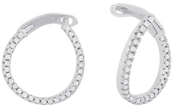 Amor Creolen 925 Sterling Silber Damen Ohrschmuck, mit Zirkonia synth., 1,7 cm, Silber, Kommt in Schmuck Geschenk Box, 2026210