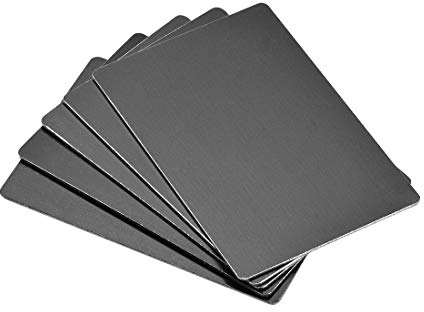 sourcing map En Blanco Metal Tarjeta 100x60x0,8mm Anodizado Aluminio Placa para Bricolaje Impresión Grabado Negro 5 Piezas