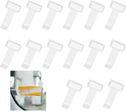 GIRAFEDA 15 Stück Parkausweis Halter Auto Ticket Clip Selbstklebend Parkscheinhalter Auto Tickethalter Transparent Parkausweishalter Windschutzscheibe Parkschein Halterung für Auto PKW Wohnmobile