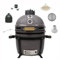 YNNI KAMADO TQTT15GY - Kamado, Grill, Griglia, Grigio, BBQ, Ceramica, Uovo, Affumicatore, Bundle con ExtrasTQTT15GY