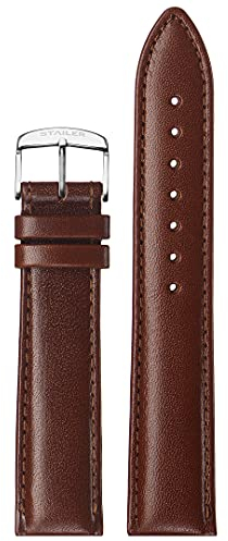 Stailer Uhrenarmband mit Edelstahl-Metallschließe - Aus echtem, hochwertigem Leder mit Alligatorprägung - 20mm - Ersatzarmband für Uhren - Für Damen und Herren - Hellbraun