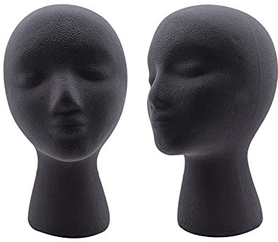 Praktischer weiblicher Schaufensterpuppe mit Schaumstoffkopf, for Perücken, Brillen, Hüte, Schaufensterpuppe, faltbar, for Reisen, Geschäft, Einzelhandel, EPS-Beflockung, Kopfform for Perücken