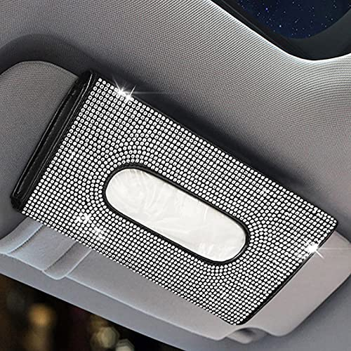 Tücherbox, Taschentuchbox Glitzer Car Taschentuchspender, Sonnenblende Taschentücher Box, Handgefertigt, Glitzernder Kristall-Taschentuchhalter für Damen