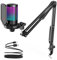 FIFINE Gaming PC USB Microphone, Podcast Condenser Mic with Boom Arm, Pop Filter, Mute Button for Streaming, Twitch, Online Chat, RGB Computer Mic for PS4/5 PC Gamer Youtuber-AmpliGame A6T