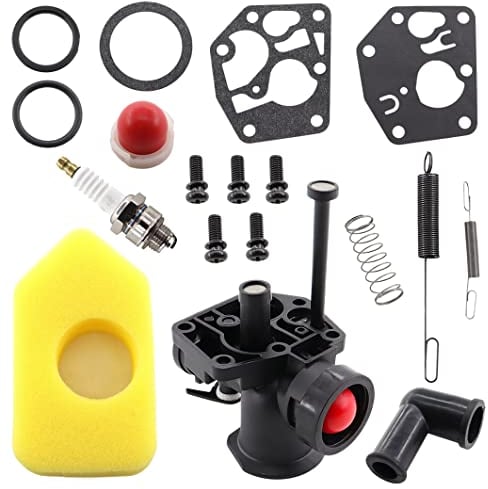 MCHNIC Kit carburateur pour tondeuse à gazon Briggs & Stratton 499809 498809A 494406 et filtre à air 698369 Ressort de régulateur 691859 692211 Membrane 795083 495770