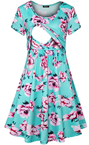Quinee Nursing Dress for Breastfeeding Maternity Summer Dress Short Sleeve