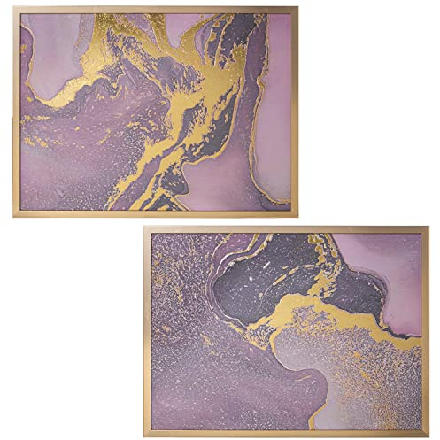 DRW Set mit 2 abstrakten rechteckigen Holzbildern 80 x 60 cm, Mehrfarbig, estandar