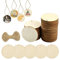 Hyakoz 50 Pezzi Dischi Legno con Foro 5cm Decorazioni Natalizie Piccole Legno Fette per Artigianato, DIY, Pittura e Decorazioni（Corda di canapa da 20 m）
