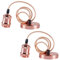 Sevenpers E27 Ceiling Pendant Light Fitting, 2 Pack Rose Gold Vintage Style Ceiling Rose Light Fitting with Lamp Holder Braided Cable Pendant Light Kit (with Ground Wire)