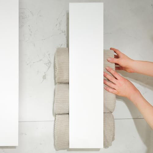 DABSTORY Porte-Serviettes Mural en Acier Inoxydable Barre Horizontal pour Rangement Serviettes Salles de Bain Blanc Terma