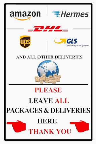 Pakete hier ablegen Bleichschilder, 20cm x 30cm Metallschilder, Lieferung Dekor für die Haustür. Leave Package Here Metal Tin Sign (EN Auf der linken Seite 2312)