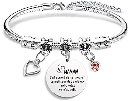 BOMEON Bracelet Cadeau Fête Des Mères - Idée Personnalisée Pour Maman - Anniversaire, Noël, Future Maman