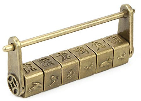 Retro Zink Vintage Antike Chinesische Alte Schmuck Code Passwort Schloss Vorhängeschloss Schloss Schmuckschatulle Vorhängeschloss Hardware