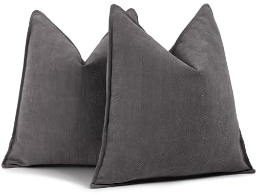 ZWJD Rustikales Grau Kissenbezug 40x40 2er Set Chenille Kissenbezüge Sofakissen Kissenhüllen mit elegantem Design, weiche und luxuriöse dekorative Dekokissen für Couch, Bett und Heimdekoration