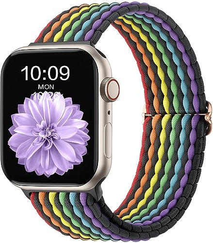 CeMiKa Braided Solo Loop Straps Compatible with Apple Watch Strap 44mm 45mm 46mm 49mm, Stretchy Straps Elastic Sport Band for Apple Watch SE/iWatch Series 10 9 8 7 6 5 4 3 Ultra 2 1, Men Women