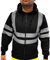 Sweatjacke Herren Sicherheitsjacke mit reflektierenden Streifen, Warnschutzjacke mit Kapuze, Pulli Berufsjacke Langarm Warnjacke Schwarz XL