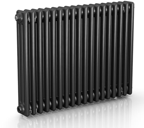 EMKE Traditional 3 Column Radiators 600 x 830 mm, Anthracite Cast Iron Radiator Horizontal Triple Central Heating Radiators for Bedroom, Dining Room, Living Room