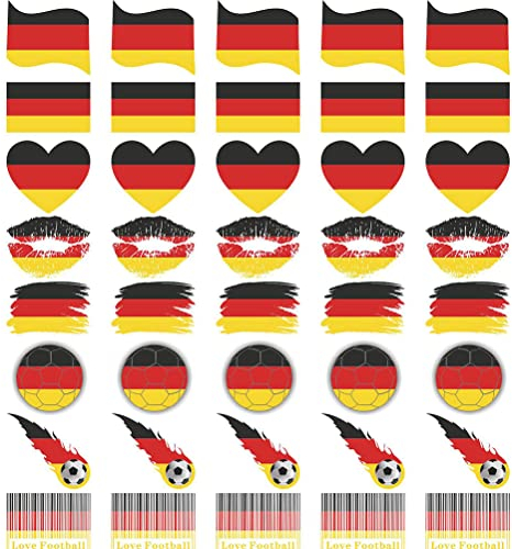 Nationalflaggen-Tattoo-Aufkleber, 8 Stile, Wasserdichte Flagge, Temporäres, Tragbares Tattoo auf Trockener Oberfläche (Deutschland)