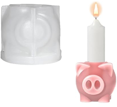YEJAHY Silikonform Kerzenhalter, Halloween DIY Gießform Kerzenhalter, zum Ausgießen mit Kreativ Beton, Art Resin Gießharz(Schweinchen)