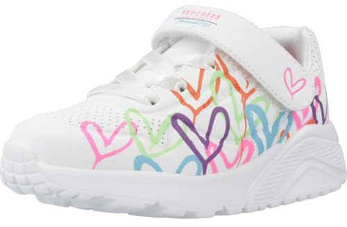 Skechers Girls' UNO Lite Love Levitate Trainer, White, 9 UK Toddler