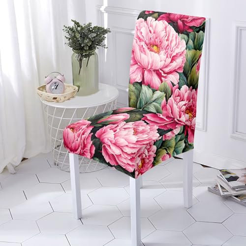 Stuhlhussen Rosa Grün Stuhlüberzug Weich Spandex Stuhlhussen Schwingstühle Stuhlbezug Waschbar Stuhl überzug Abnehmbare Stuhlbezüge mit Gummiband Hussen für Stühle Stuhlhussen 2er Set