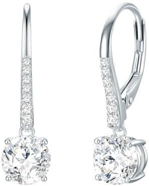 Trilani Damen Ohrringe 925/- Sterling Silber | gelbvergoldet 18 Karat, Ohrhänger, Zirkonia, weiß, Diamantschliff