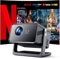 WOLFANG 28000 Lumen Mini proiettore 4K【Netflix Ufficiale & Autofocus/Correzione Trapezoidale】, WiFi 6 Proiettore Portatile con Bluetooth, Videoproiettore Home Cinema con Staffa a 180° per 300 Schermo