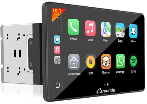 Carpuride YT101S Doppel-DIN-Autoradio – Kabelloses CarPlay und Android Auto mit Rückfahrkamera, 10,1-Zoll-HD-Touchscreen, GPS-Navigation, Mirror Link, Bluetooth-Musik, USB, FM, SWC