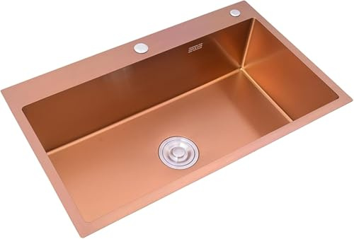 Fregadero de Oro Rosa Fregadero Grande de encimera Fregadero de Acero Inoxidable de un Solo tazón Fregadero de Cocina Hecho a Mano de 21 cm de Profundidad Fregadero de ángulo R10 °