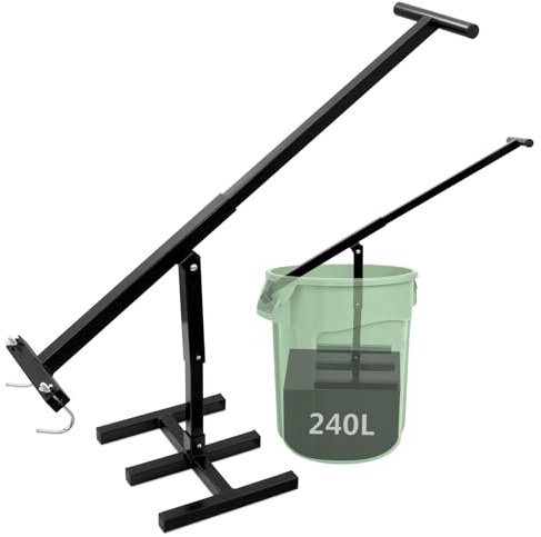 wowspeed Manual Bin Compactor, Hand Press Rubbish Press for Wheelie Bin, Heights Adjustable for Waste Compactor Waste Compressor, Recycling Trash Tool for 240L Wheelie Bins(Black)