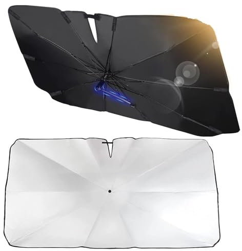 AEYAKA Parasol para Parabrisas de Coche, Plegable Parasol Paraguas Coche, Protección UV y contra el Calor, Reflectante, Protección del Interior, para Berlina y SUV (80 x 140 cm) (M)