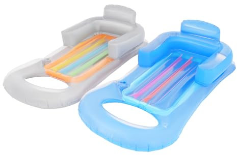 Lot de 2 matelas gonflables pour piscine avec porte-gobelets et repose-pieds - Pour piscine, mer, parcs aquatiques, fêtes aquatiques