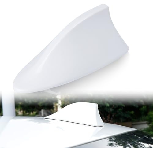 Antenne Voiture Requin, Antenne Requin, Améliorer Le Signal du Véhicule pour Voitures, Voiture FM/AM Base Étanche, Accessoire Voiture, Améliorer Le Signal(Blanc)