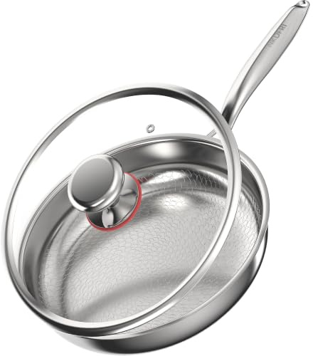 NKDFRI Titanium Pans for Cooking 11 Inch Hammered Pro Frying Pan with Lid, | PFAS/PFOA/PTFE Free Cookware,Dishwasher & Oven Safe,Non-Toxic Skillet for Cooking,Kitchen Induction Compatible